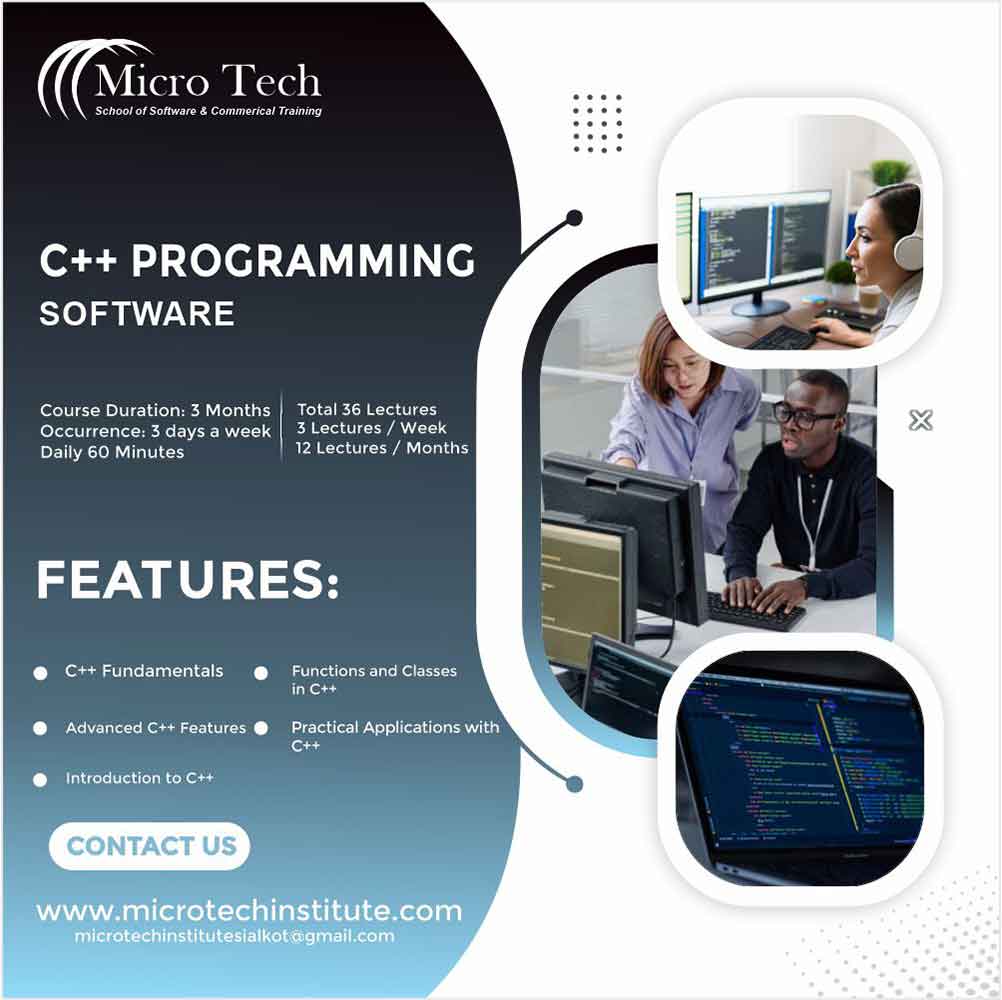 C++ Programming – Computer Short Course Coaching in Sialkot Pakistan