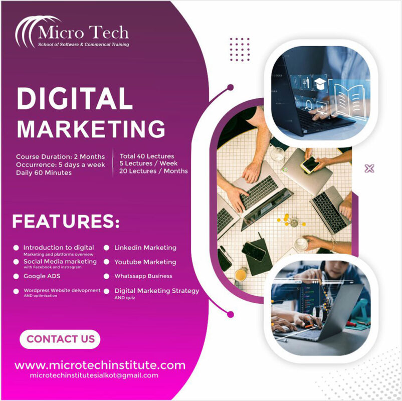 Digital Marketing โ Computer Short Course Coaching in Sialkot Pakistan