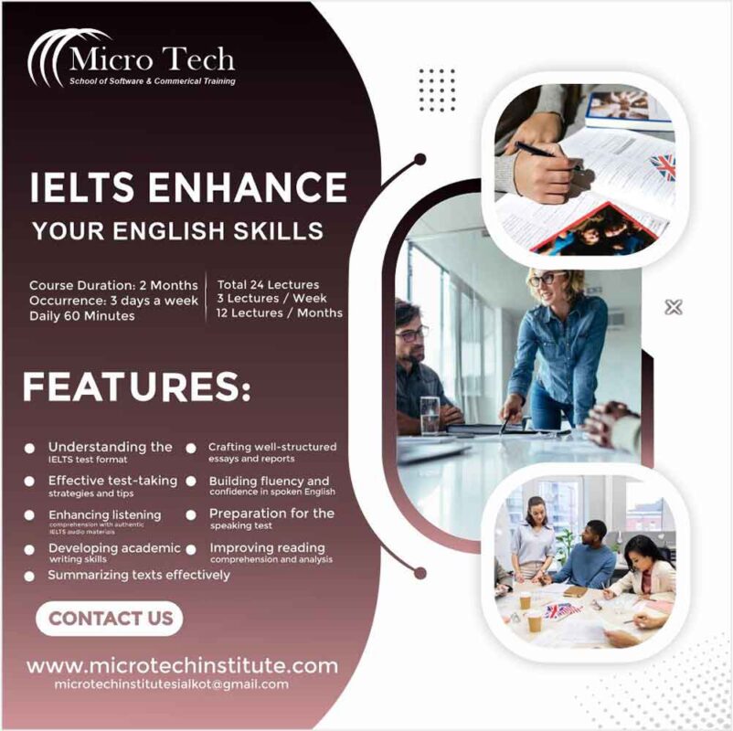 IELTS Test Preparations – – Computer Short Course Coaching in Sialkot Pakistan