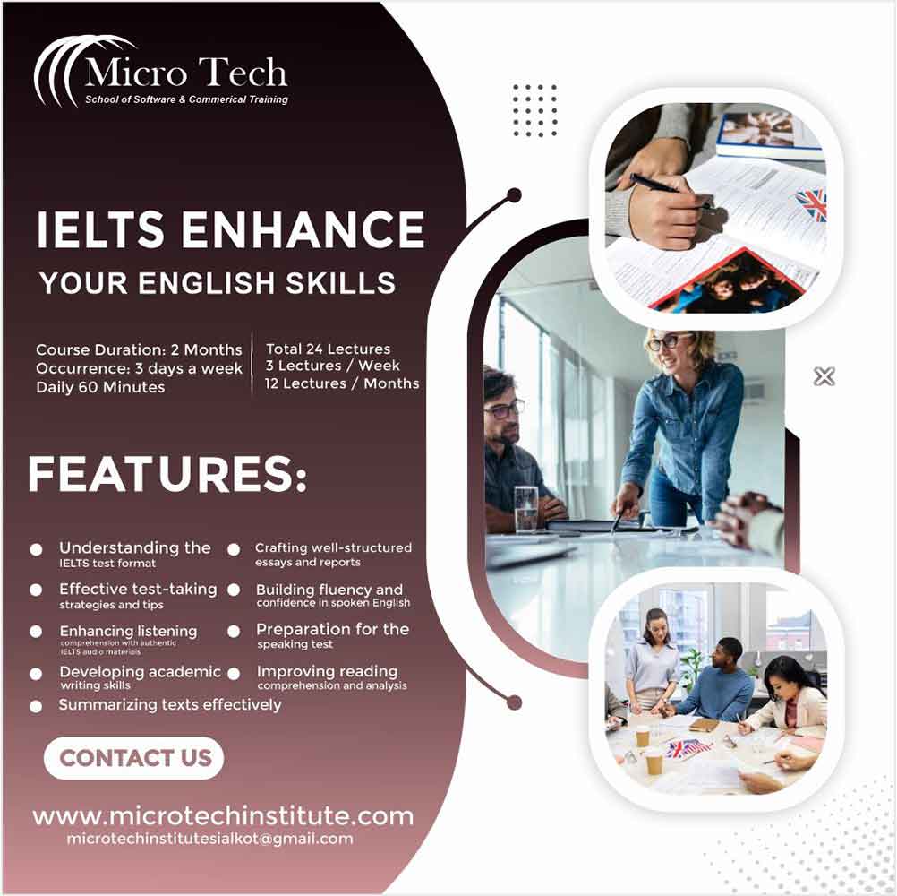 IELTS Test Preparations – – Computer Short Course Coaching in Sialkot Pakistan