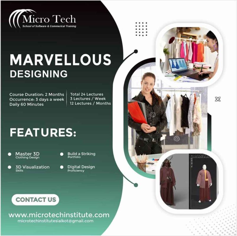Marvelous Designer – Computer Short Course Diploma Coaching Training in Sialkot Pakistan